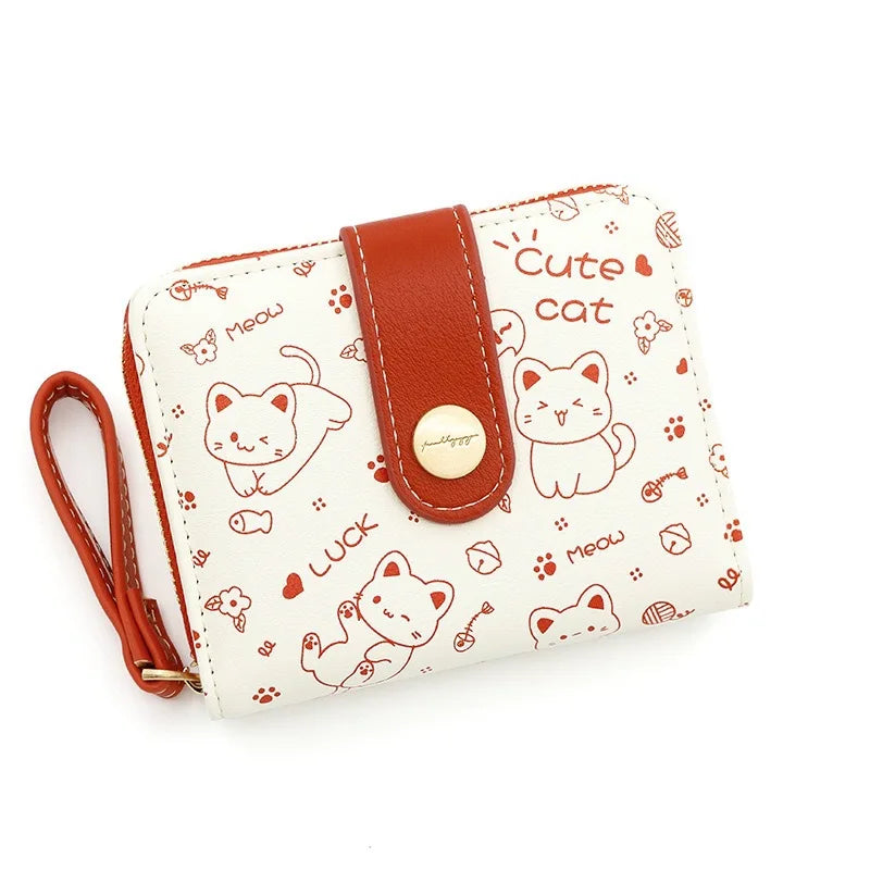 Playful happy Cat Card Holder And Wallet-Catonomy-Red-Catonomy