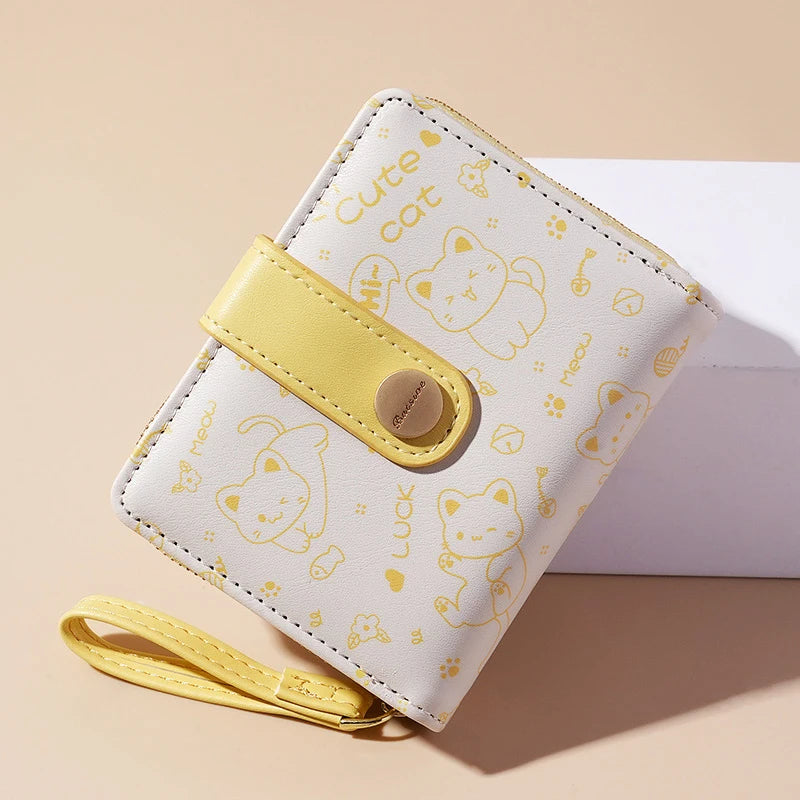 Playful happy Cat Card Holder And Wallet-Catonomy-Yellow-Catonomy