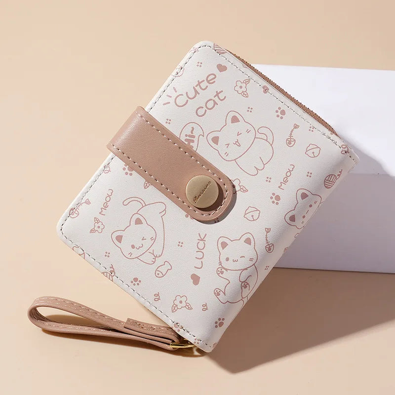 Playful happy Cat Card Holder And Wallet-Catonomy-Khaki-Catonomy