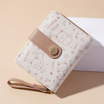 Playful happy Cat Card Holder And Wallet-Catonomy-Khaki-Catonomy