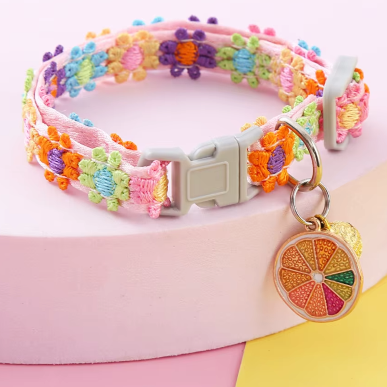 Rainbow Lace Flower Cat Collar With Charm And Bell-Catonomy-Catonomy