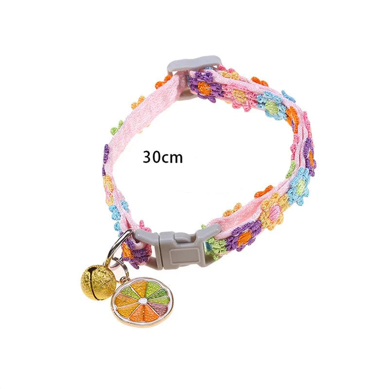 Rainbow Lace Flower Cat Collar With Charm And Bell-Catonomy-Catonomy