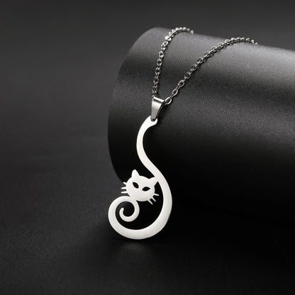 Sparkly Elegant Cat Pendant Necklace-Catonomy-Catonomy