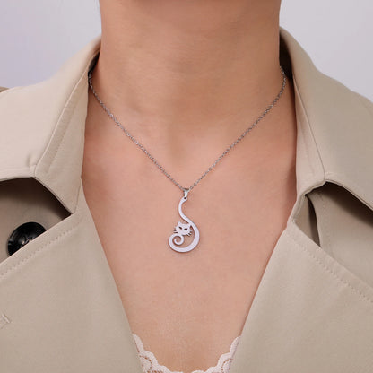 Sparkly Elegant Cat Pendant Necklace-Catonomy-Catonomy