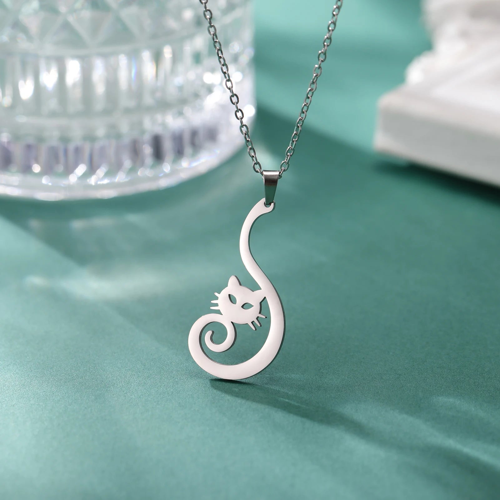 Sparkly Elegant Cat Pendant Necklace-Catonomy-Catonomy