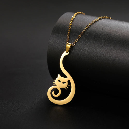 Sparkly Elegant Cat Pendant Necklace-Catonomy-Catonomy