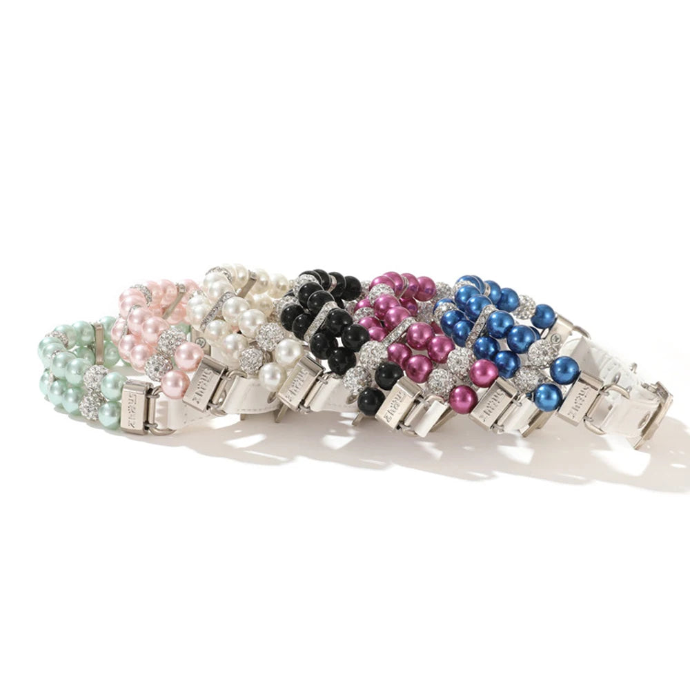 Sparkly Imitation Pearls Rhinestone Pet Collar-Catonomy-Catonomy