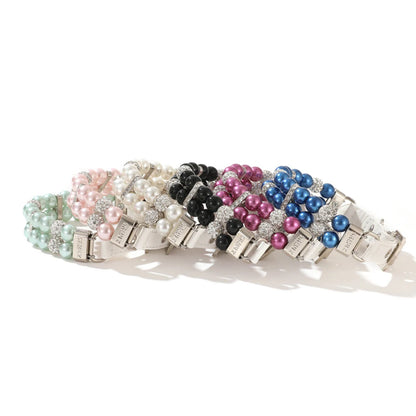 Sparkly Imitation Pearls Rhinestone Pet Collar-Catonomy-Catonomy