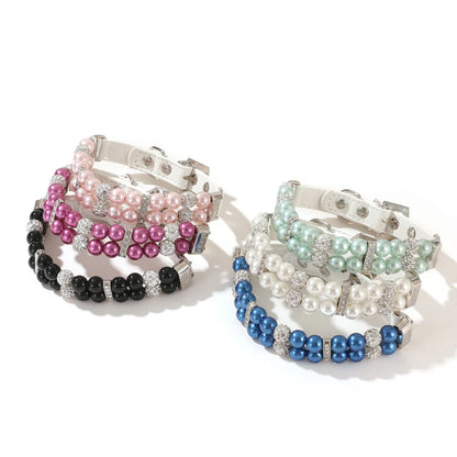 Sparkly Imitation Pearls Rhinestone Pet Collar-Catonomy-Catonomy