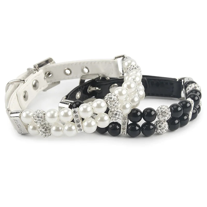 Sparkly Imitation Pearls Rhinestone Pet Collar-Catonomy-Catonomy