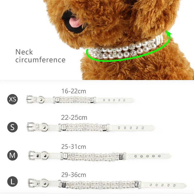 Sparkly Imitation Pearls Rhinestone Pet Collar-Catonomy-Catonomy