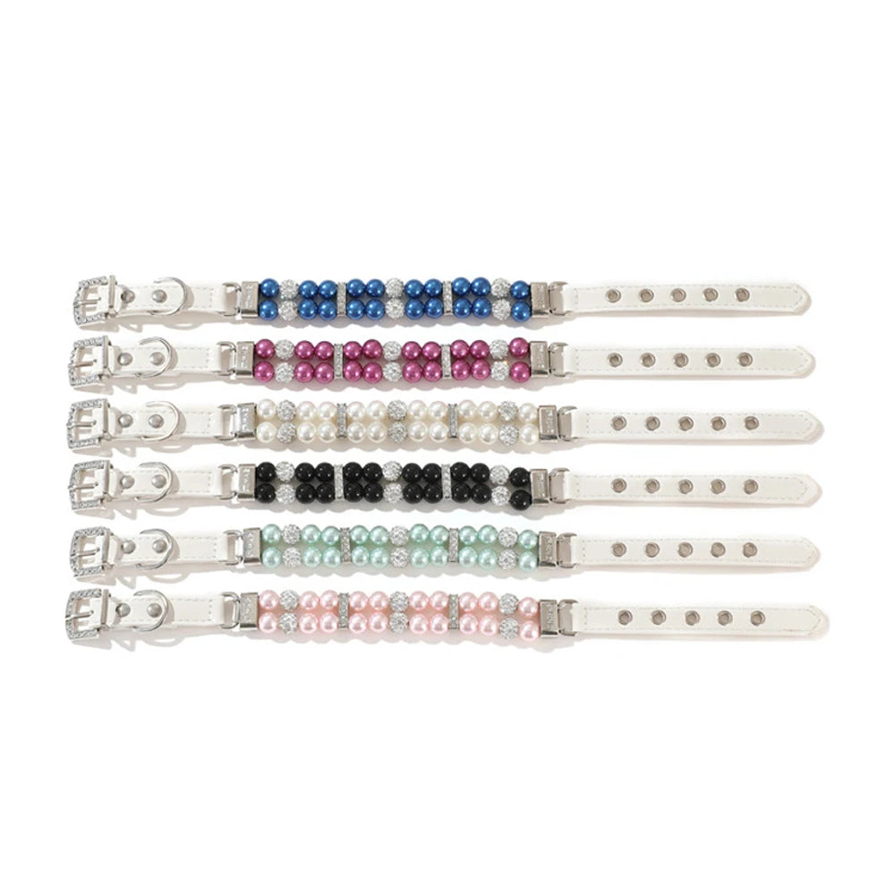 Sparkly Imitation Pearls Rhinestone Pet Collar-Catonomy-Catonomy