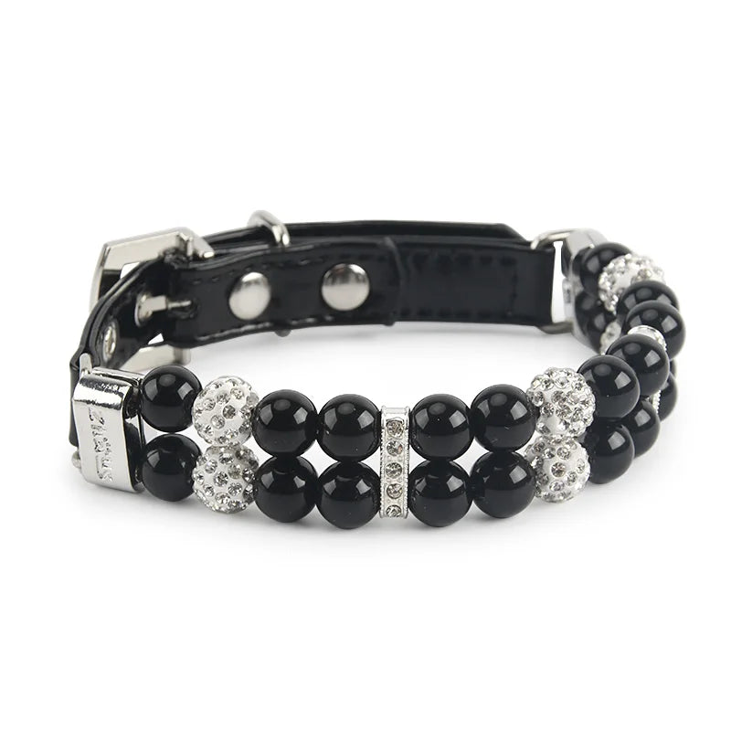 Sparkly Imitation Pearls Rhinestone Pet Collar-Catonomy-Black-XS (16-22 cm)-Catonomy