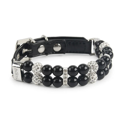 Sparkly Imitation Pearls Rhinestone Pet Collar-Catonomy-Black-XS (16-22 cm)-Catonomy
