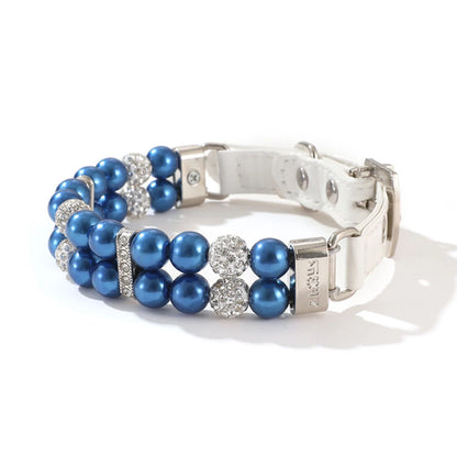 Sparkly Imitation Pearls Rhinestone Pet Collar-Catonomy-Blue-XS (16-22 cm)-Catonomy