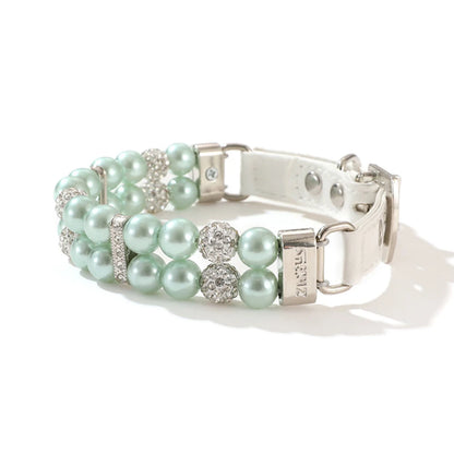 Sparkly Imitation Pearls Rhinestone Pet Collar-Catonomy-Green-XS (16-22 cm)-Catonomy