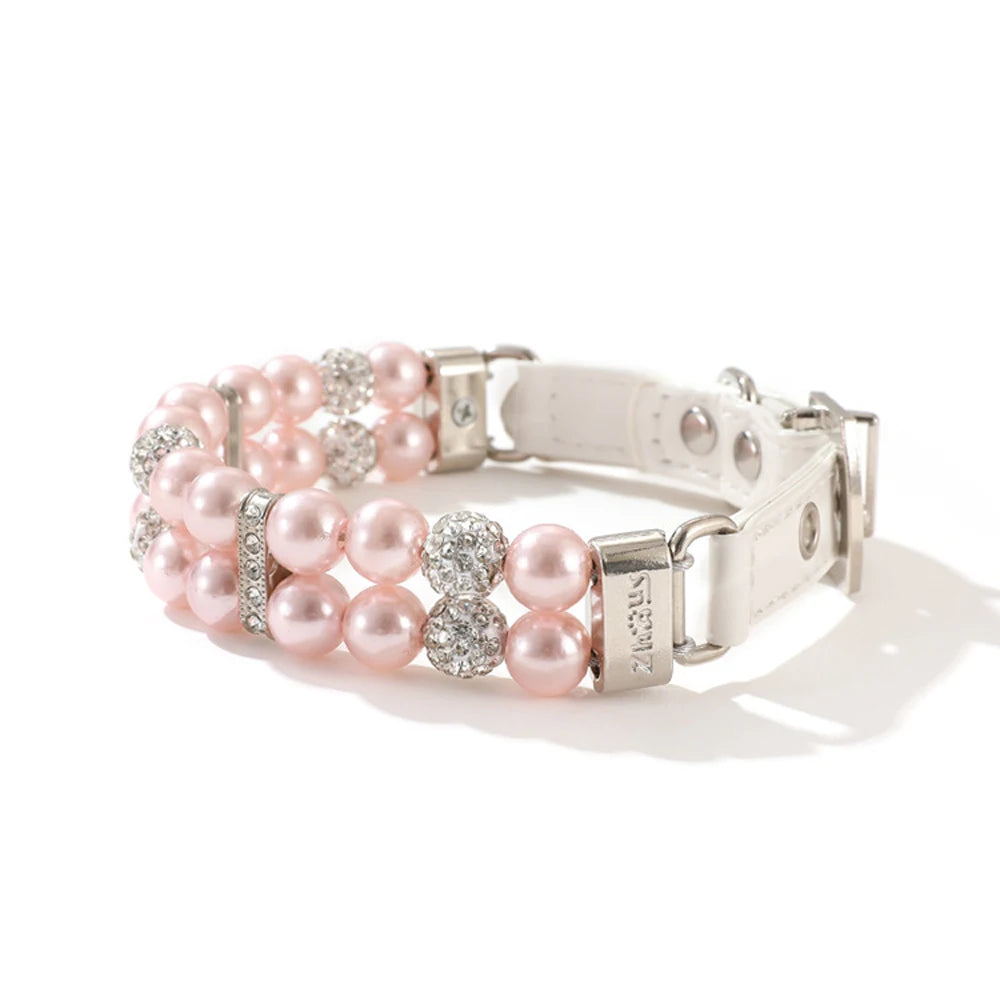 Sparkly Imitation Pearls Rhinestone Pet Collar-Catonomy-Pink-XS (16-22 cm)-Catonomy