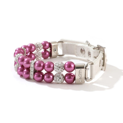 Sparkly Imitation Pearls Rhinestone Pet Collar-Catonomy-Purple-XS (16-22 cm)-Catonomy