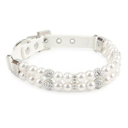 Sparkly Imitation Pearls Rhinestone Pet Collar-Catonomy-White-XS (16-22 cm)-Catonomy