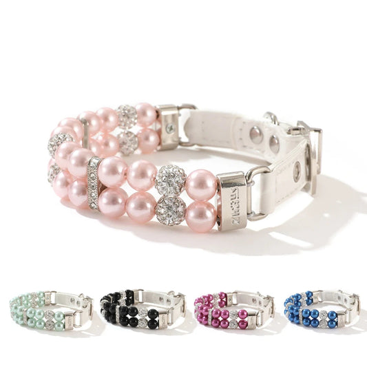 Sparkly Imitation Pearls Rhinestone Pet Collar-Catonomy-Catonomy