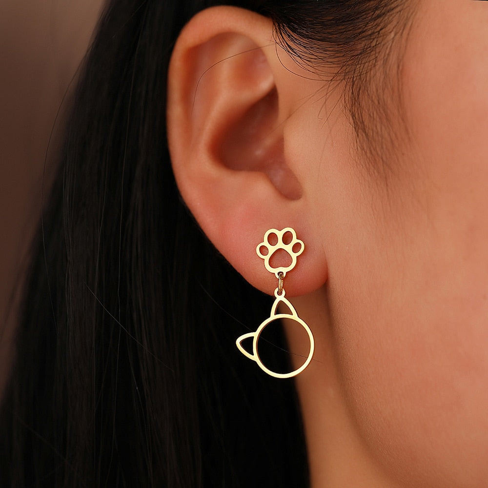 Stainless Steel Cat Earrings-Catonomy-Catonomy