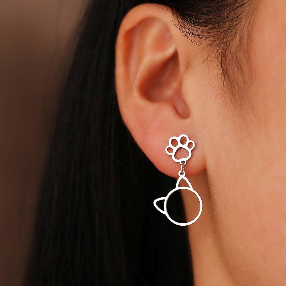 Stainless Steel Cat Earrings-Catonomy-Catonomy