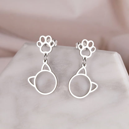 Stainless Steel Cat Earrings-Catonomy-Catonomy