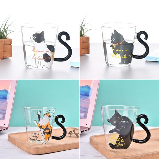 250ML Cute Cat Glass With Tail Handle-Catonomy-Catonomy