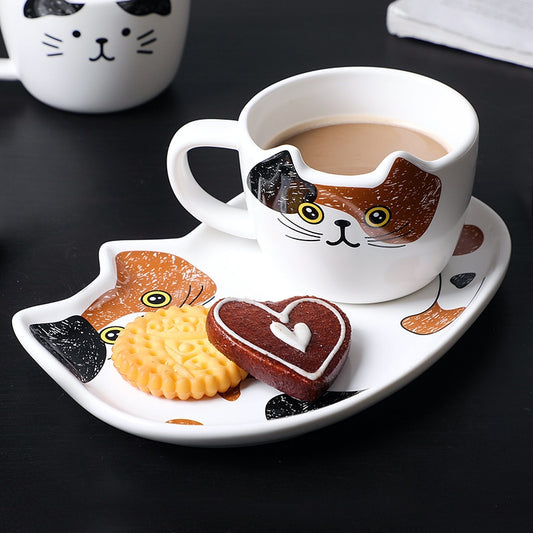 Cute Cat Ceramics Coffee Mug Set-Catonomy-Catonomy