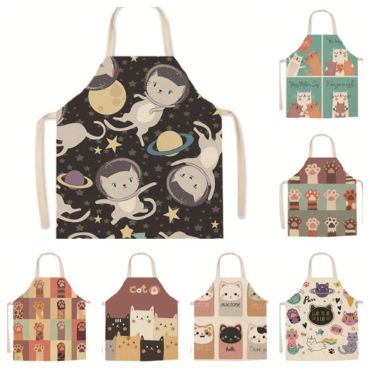 Cute Cat Cotton Linen Apron-Catonomy-Catonomy