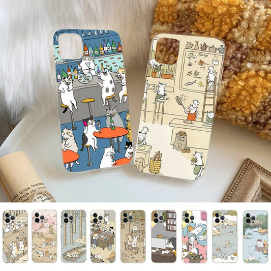 Cute Playful Cat Cartoon iPhone Case-Catonomy-Catonomy
